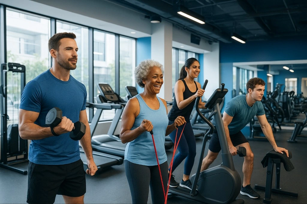 Fitness enthusiasts working out at a TOWAH partner gym